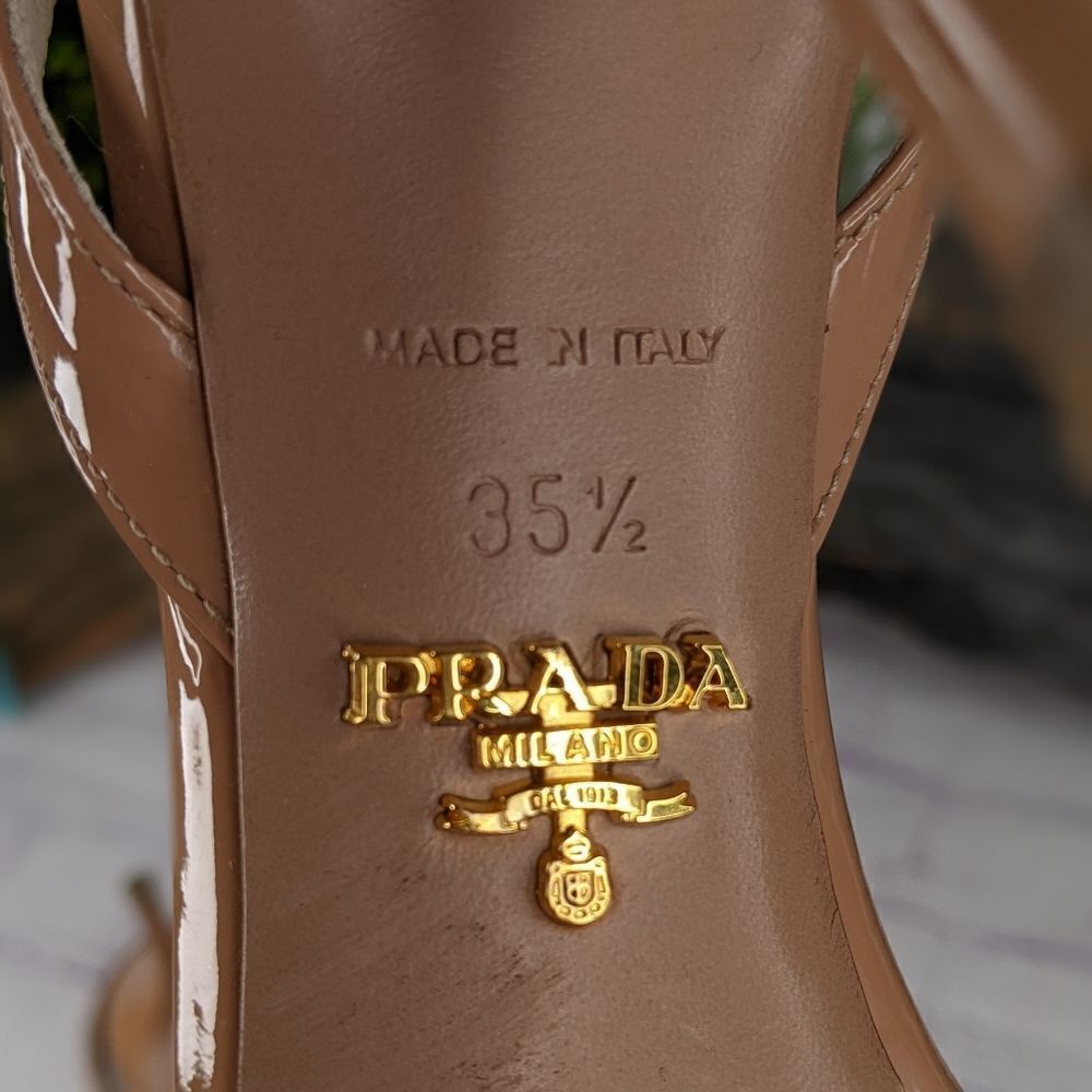 Prada Nude Criss Cross Sling Back Sandals - Picture 8 of 9